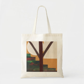 Abstrakter brauner Baum mit geometrischen Formen Tragetasche