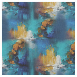 Abstrakter Bronze-Barockstil in Goldblau Stoff