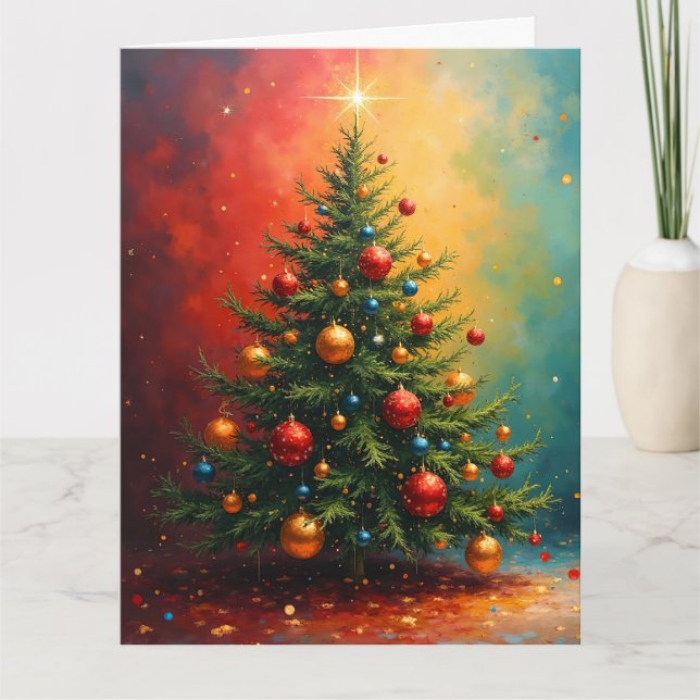 Abstrakter bunter Weihnachtsbaum Karte (Vorderseite)