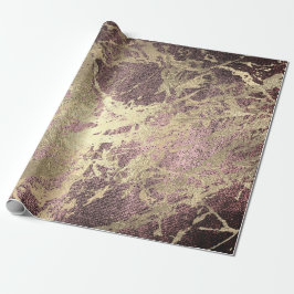 Abstrakter Burgund Paint Golden Metallic Strokes Geschenkpapier