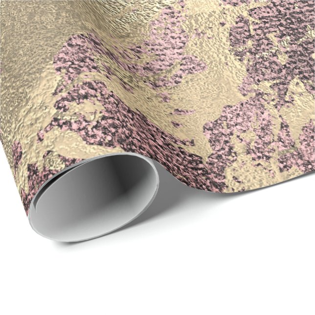 Abstrakter Burgund Paint Golden Metallic Strokes Geschenkpapier (Rolleneckpunkt)
