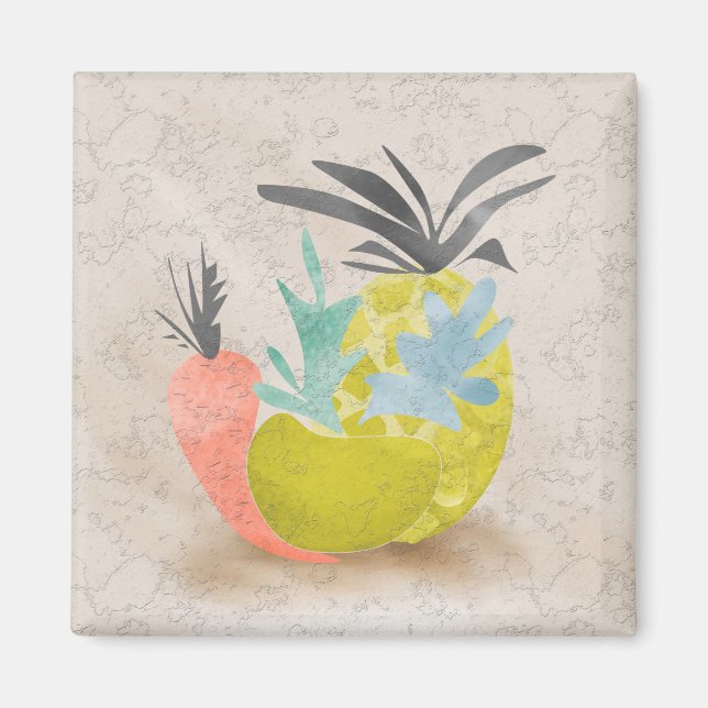 Abstrakter Cartoon Karotten Ananas Früchte Nahrung Magnet (Vorne)