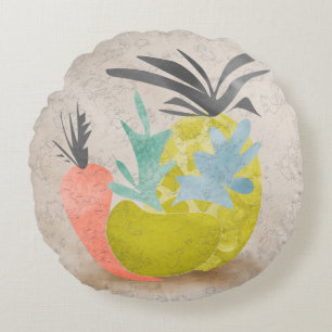 Abstrakter Cartoon Karotten Ananas Früchte Nahrung Rundes Kissen