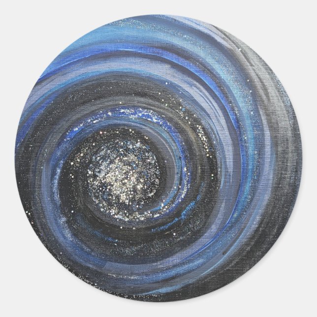Abstrakter Christlicher Aufkleber in Blau und Schw (Vorderseite)