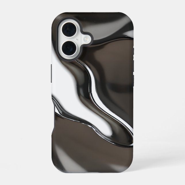 Abstrakter Chrome-Flow iPhone 16 Hülle (Rückseite)