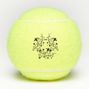Abstrakter Cluster von Dainty Black-Blume über Ste Tennisbälle