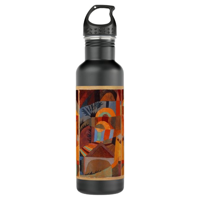 Abstrakter Cubismus Klee Tempelgärten Edelstahlflasche (Vorderseite)