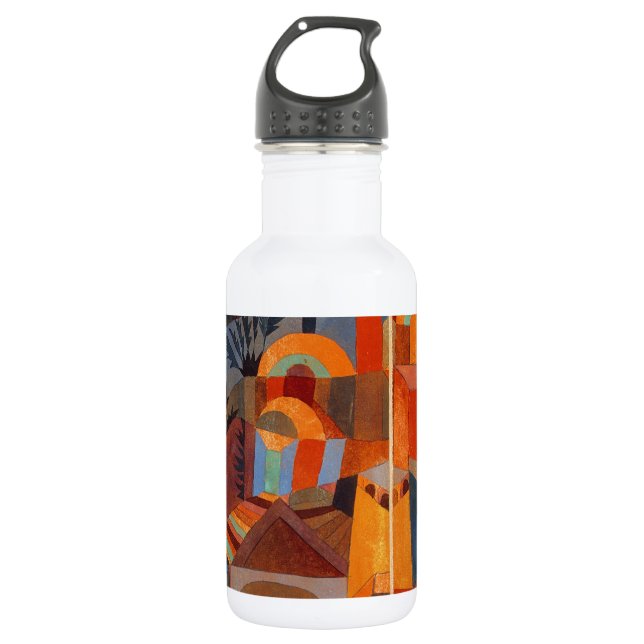 Abstrakter Cubismus Klee Tempelgärten Edelstahlflasche (Vorderseite)