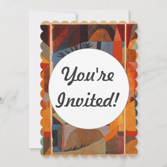 Abstrakter Cubismus Klee Tempelgärten Einladung (Vorderseite)