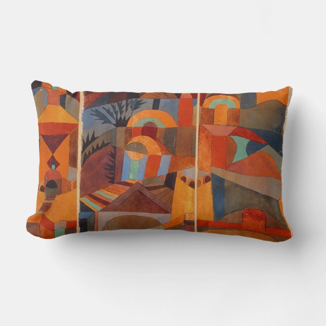 Abstrakter Cubismus Klee Tempelgärten Lendenkissen (Vorderseite)