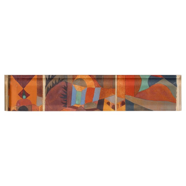 Abstrakter Cubismus Klee Tempelgärten Namensplakette (Vorderseite)
