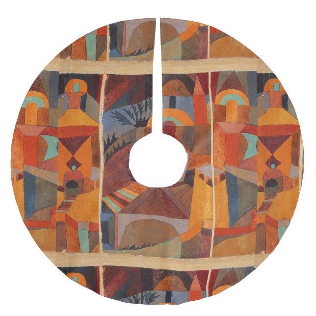Abstrakter Cubismus Klee Tempelgärten Polyester Weihnachtsbaumdecke (Vorderseite)