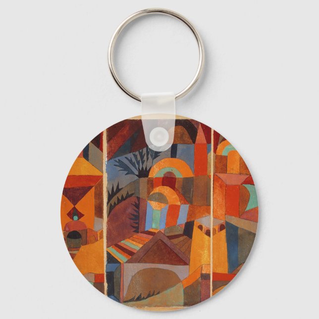 Abstrakter Cubismus Klee Tempelgärten Schlüsselanhänger (Vorderseite)