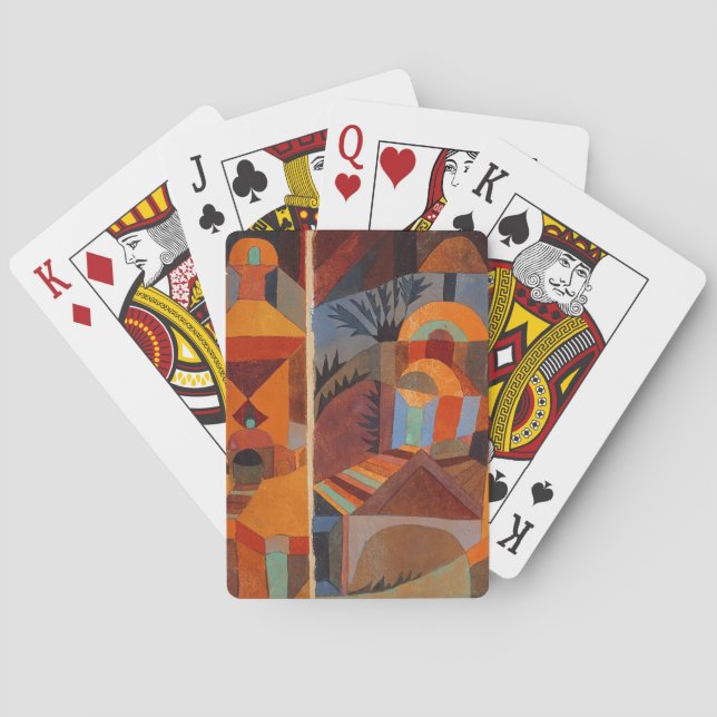 Abstrakter Cubismus Klee Tempelgärten Spielkarten (Rückseite)