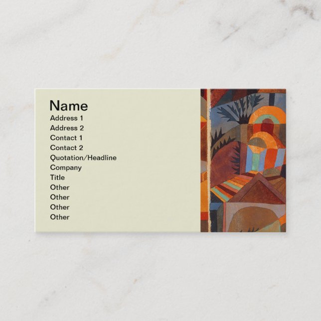 Abstrakter Cubismus Klee Tempelgärten Visitenkarte (Vorderseite)