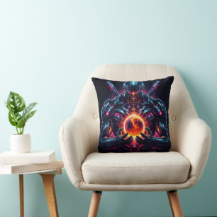 Abstrakter Cyber-Kosmischer Wächter Futuristischer Kissen