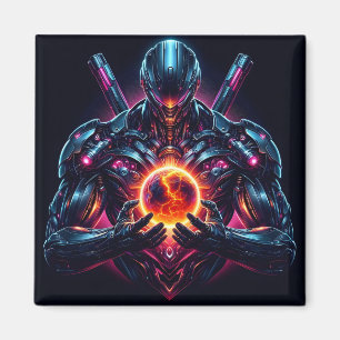 Abstrakter Cyber-Kosmischer Wächter Futuristischer Magnet