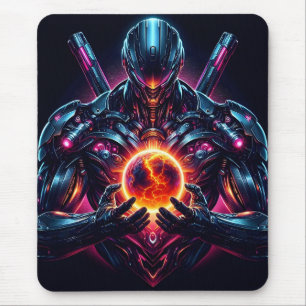 Abstrakter Cyber-Kosmischer Wächter Futuristischer Mousepad