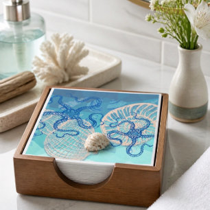 Abstrakter Deep Blue Sea Druck Papier Cocktail Ser Serviette