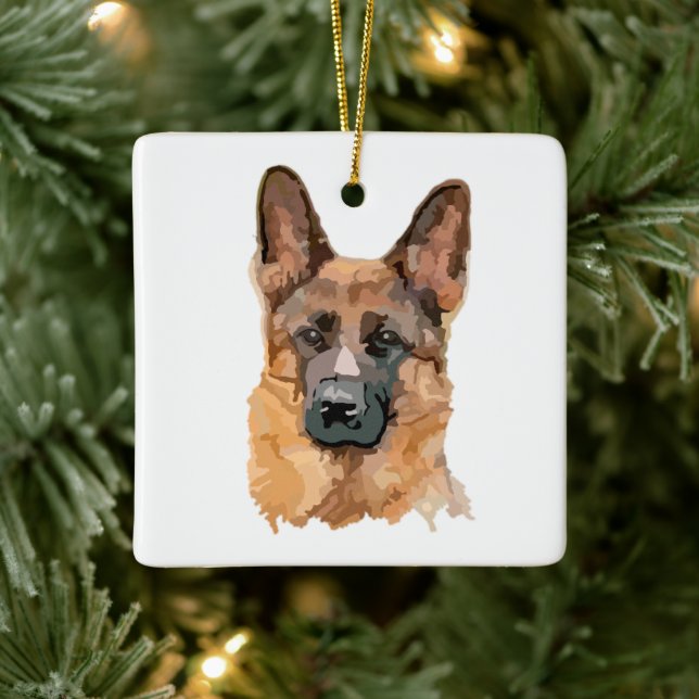 Abstrakter deutscher Shepard Keramikornament (Baum)
