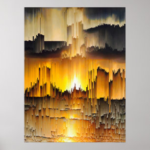 Abstrakter digitaler Glitch-Sonnenuntergang Poster