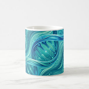 Abstrakter DNA-Helix-Ozeanblauer-Kaffeebecher Kaffeetasse