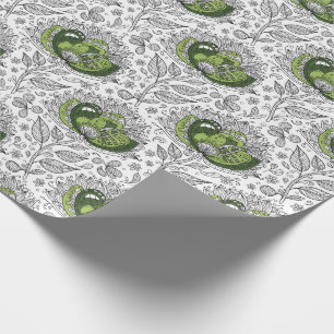 Abstrakter Doodle-Kunststil Blumen Schattierungen Geschenkpapier