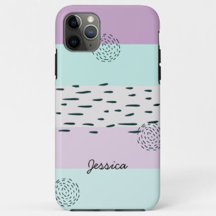 Abstrakter Doodle Lilac Minze Gray Strip Custom Case-Mate iPhone Hülle