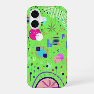 Abstrakter Druck in Limettengrün iPhone 16 Hülle