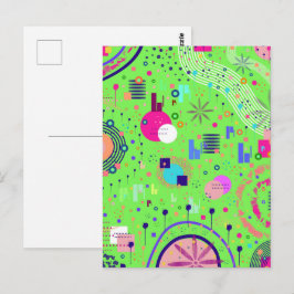 Abstrakter Druck in Limettengrün Postkarte