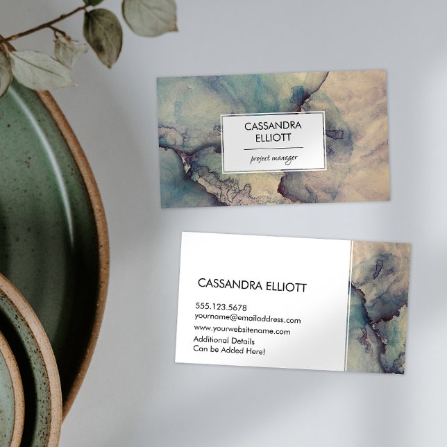 Abstrakter Dusty Blue Lila Alkohol Tinte Flüssigke Visitenkarte (Von Creator hochgeladen)