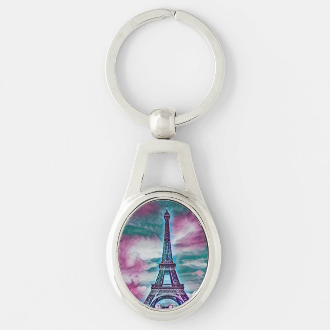Abstrakter Eiffelturm Schlüsselanhänger (Vorderseite)