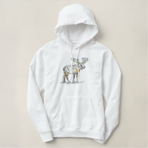 Abstrakter Elch Bestickter Hoodie