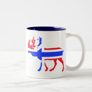 Abstrakter Elch-Silhouette-Becher mit norwegischer Zweifarbige Tasse