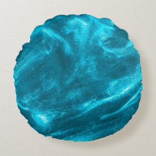 Abstrakter eleganter Minzblau-Glitzer Rundes Kissen