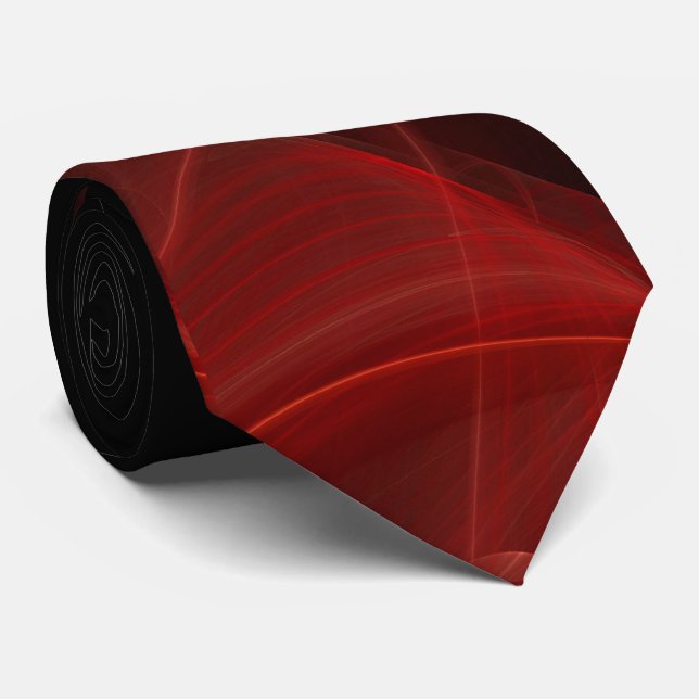 Abstrakter Eleganter Rot und Schwarzes Fraktal Nec Krawatte (Gerollt)