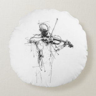 Abstrakter Eleganter Violinist Rundes Kissen