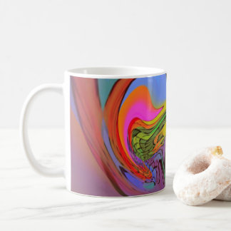 Abstrakter Entwurf der hellen Farbwelle mit Kaffeetasse