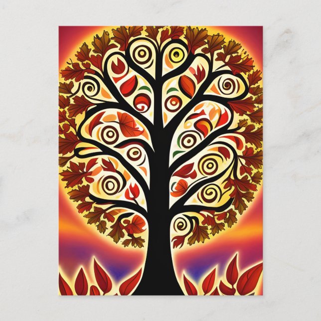 Abstrakter Erntebaum Postkarte (Vorderseite)