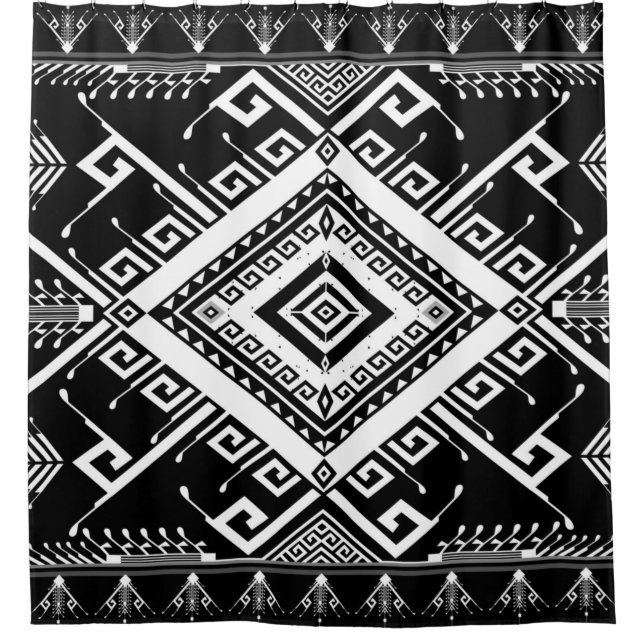 Abstrakter, ethnisch geometrischer Hintergrund Duschvorhang (Vorderseite)