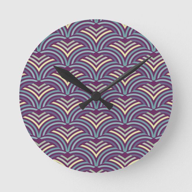 Abstrakter ethnischer Hintergrund Runde Wanduhr (Vorderseite)
