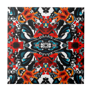 Abstrakter ethno-kaleidoskopischer Ornamentivdruck Fliese
