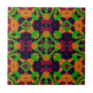 Abstrakter ethno-kaleidoskopischer Ornamentivdruck Fliese