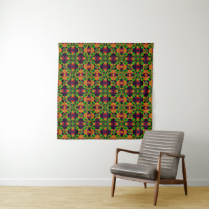 Abstrakter ethno-kaleidoskopischer Ornamentivdruck Wandteppich