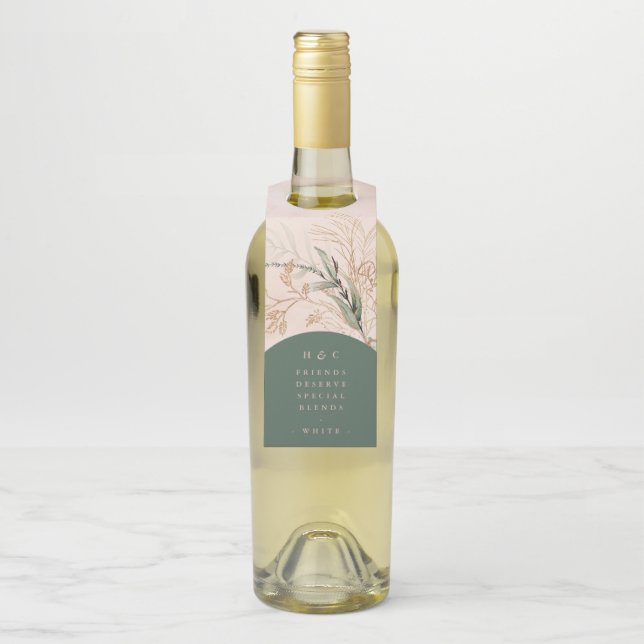 Abstrakter Eukalyptus Moderner Grüner Moos Flaschenanhänger (Auf Flasche)