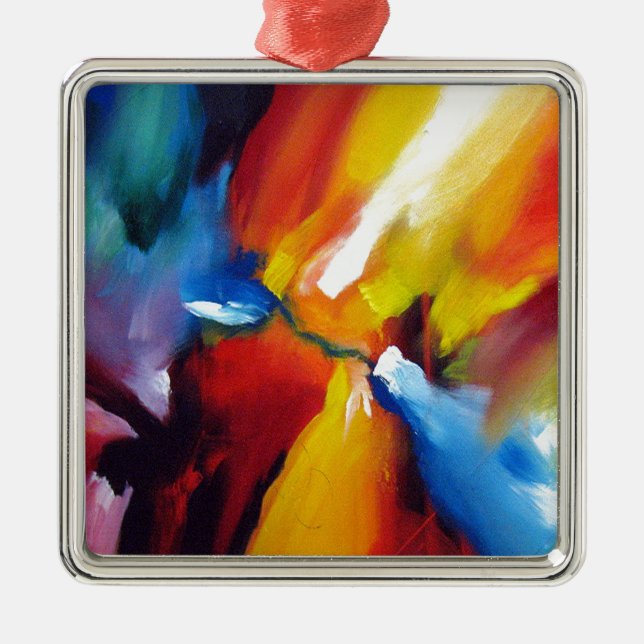 Abstrakter Expressionismus Silbernes Ornament (Vorne)
