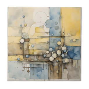 Abstrakter Expressionist in Aquarellfarbe Gelb Bla Fliese