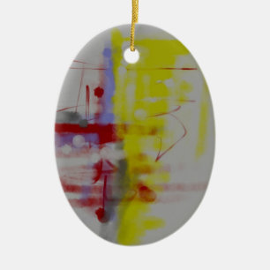 Abstrakter Expressionist in Graurot Keramik Ornament