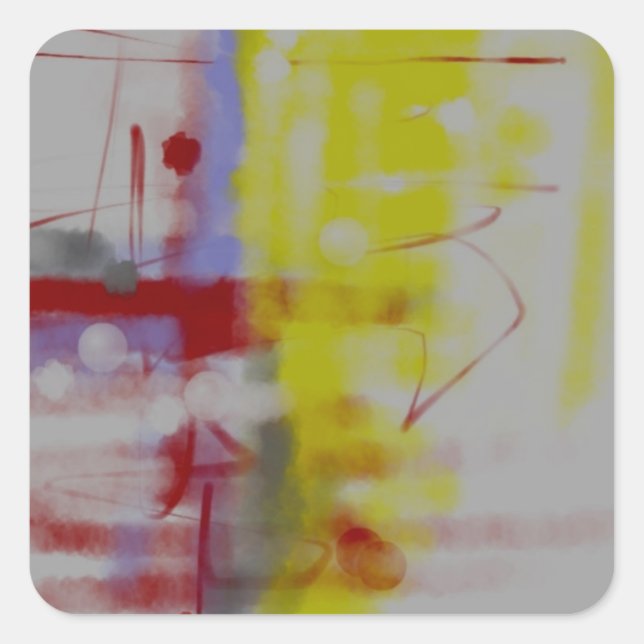Abstrakter Expressionist in Graurot Quadratischer Aufkleber (Vorderseite)