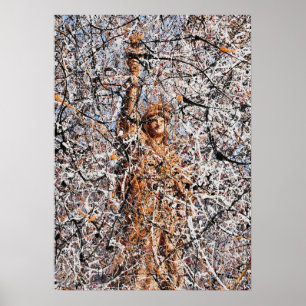 Abstrakter expressionistischer Freiheitsstatue-Dri Poster